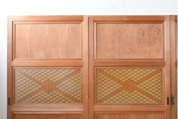 ヴィンテージ建具　昭和後期　組子の意匠が見事なガラス帯戸4枚セット　(R-088068)