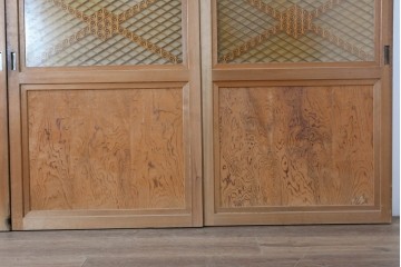 ヴィンテージ建具　昭和後期　組子の意匠が見事なガラス帯戸4枚セット　(R-088068)