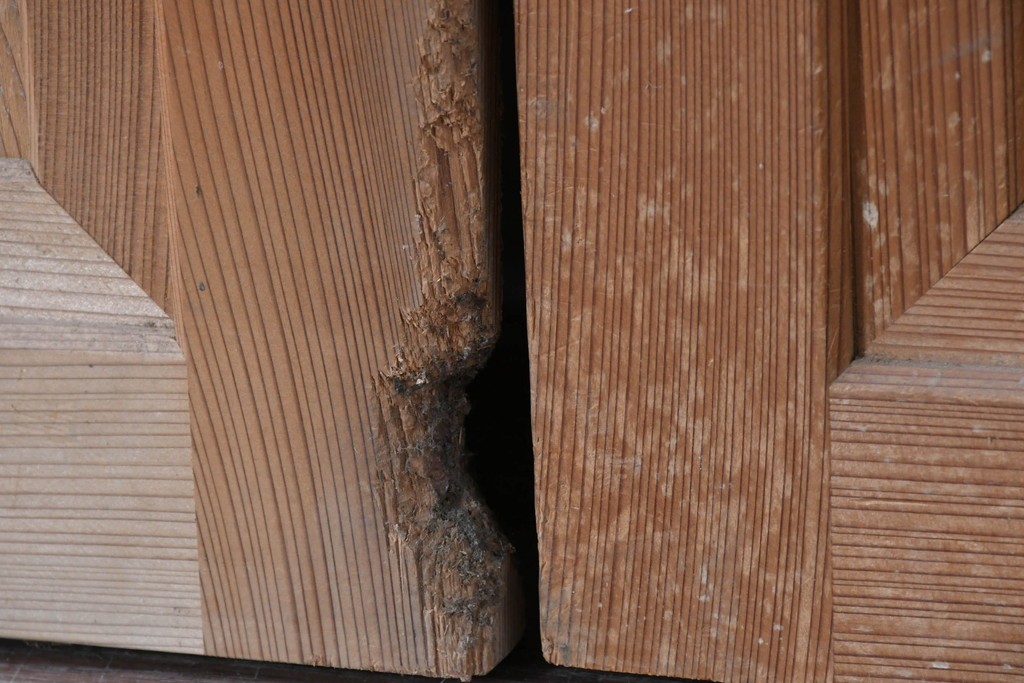ヴィンテージ建具　昭和後期　組子の意匠が見事なガラス帯戸4枚セット　(R-088068)