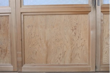 ヴィンテージ建具　昭和後期　組子の意匠が見事なガラス帯戸4枚セット　(R-088068)