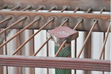 【簡易リペア限定品】　中国ヴィンテージ　希少!!　オリエンタルな彩色装飾が施された特大サイズのパゴダ風鳥カゴ　(R-088071)