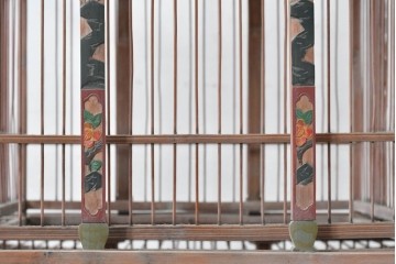 【簡易リペア限定品】　中国ヴィンテージ　希少!!　オリエンタルな彩色装飾が施された特大サイズのパゴダ風鳥カゴ　(R-088071)