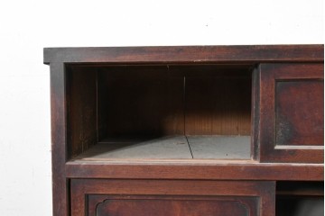和製アンティーク　上手物!!　明治期から大正期　前面欅(ケヤキ)材　玉杢　3尺　組子入り引き戸のサイドボード　(R-088078)