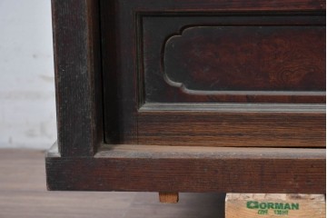 和製アンティーク　上手物!!　明治期から大正期　前面欅(ケヤキ)材　玉杢　3尺　組子入り引き戸のサイドボード　(R-088078)