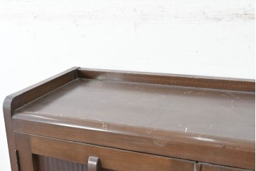 和製ヴィンテージ　モールガラス入り扉の本箱　(R-088082)