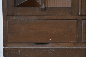 和製ヴィンテージ　モールガラス入り扉の本箱　(R-088082)