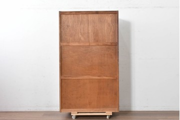 和製ヴィンテージ　モールガラス入り扉の本箱　(R-088082)