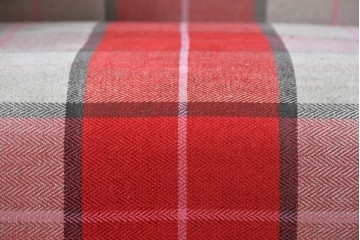 新古　展示品　美品　特注オーダー家具　チェック柄の華やかなウィングバックチェア　制作費約12万円　(R-088089)