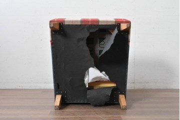 新古　展示品　美品　特注オーダー家具　チェック柄の華やかなウィングバックチェア　制作費約12万円　(R-088089)