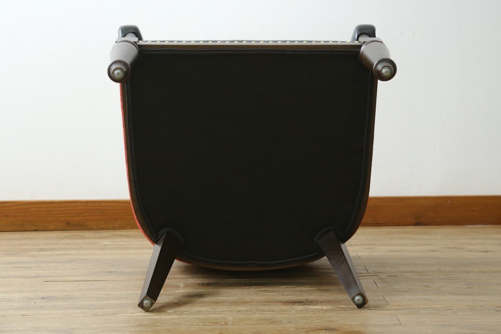 新古　展示品　美品　特注オーダー家具　黒と赤のコントラストが印象的なチェア　制作費約13万円　(R-088091)