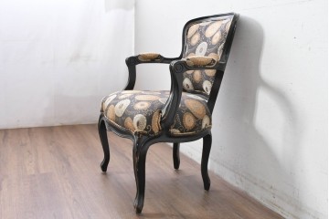 新古　展示品　美品　特注オーダー家具　シノワズリデザインが華やかなアンティーク調のチェア　制作費約15万円　(R-088092)