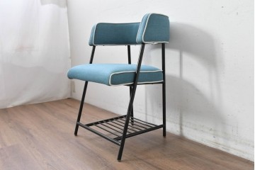 新古　展示品　美品　特注オーダー家具　The VintageHouse(ザ・ヴィンテージハウス)社製　ブルーファブリックのチェア　制作費約9万円　(R-088094)