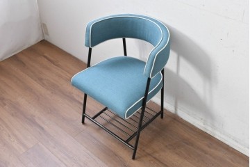 新古　展示品　美品　特注オーダー家具　The VintageHouse(ザ・ヴィンテージハウス)社製　ブルーファブリックのチェア　制作費約9万円　(R-088094)