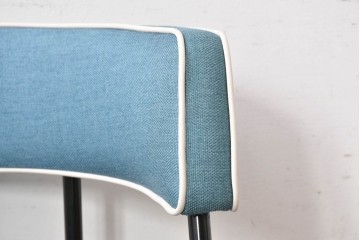 新古　展示品　美品　特注オーダー家具　The VintageHouse(ザ・ヴィンテージハウス)社製　ブルーファブリックのチェア　制作費約9万円　(R-088094)