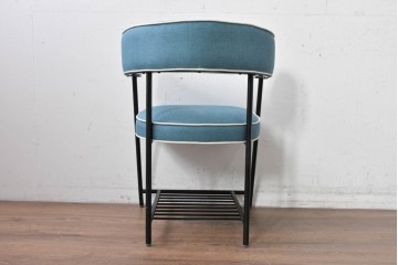 新古　展示品　美品　特注オーダー家具　The VintageHouse(ザ・ヴィンテージハウス)社製　ブルーファブリックのチェア　制作費約9万円　(R-088094)
