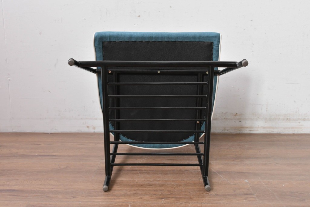 新古　展示品　美品　特注オーダー家具　The VintageHouse(ザ・ヴィンテージハウス)社製　ブルーファブリックのチェア　制作費約9万円　(R-088094)
