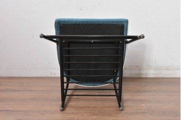 新古　展示品　美品　特注オーダー家具　The VintageHouse(ザ・ヴィンテージハウス)社製　ブルーファブリックのチェア　制作費約9万円　(R-088094)
