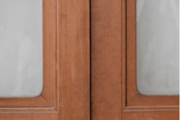 ヴィンテージ建具　昭和後期　上手物!!　大きなガラス面が開放的な大判ガラス戸2枚セット　(R-088101)