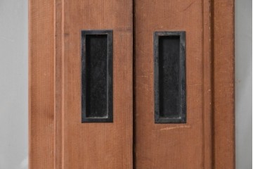 ヴィンテージ建具　昭和後期　上手物!!　大きなガラス面が開放的な大判ガラス戸2枚セット　(R-088101)