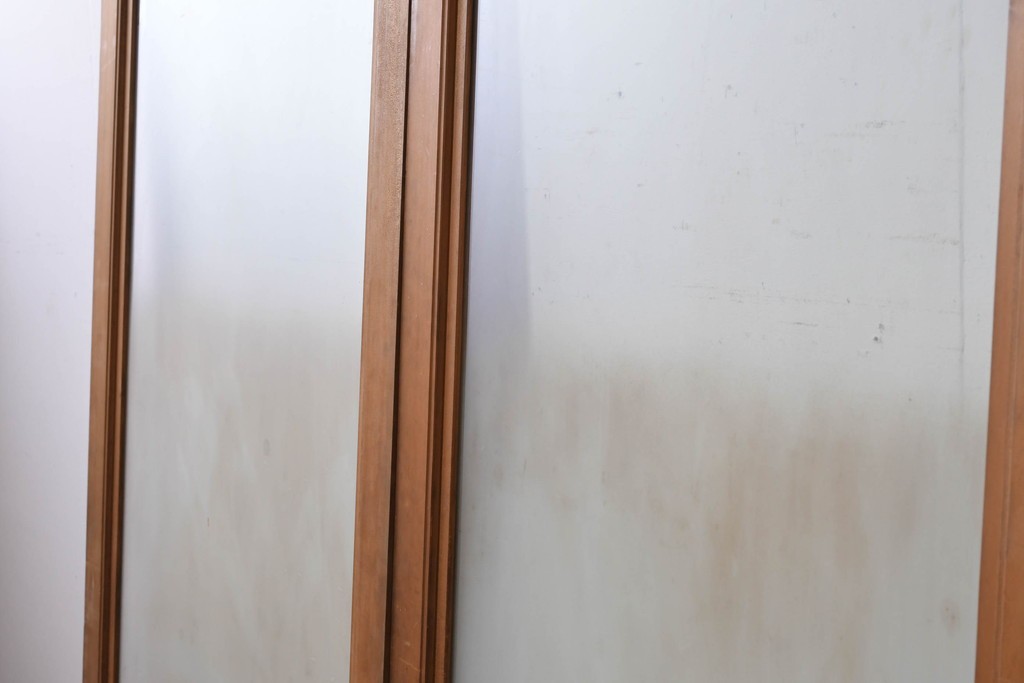 ヴィンテージ建具　昭和後期　上手物!!　大きなガラス面が開放的な大判ガラス戸2枚セット　(R-088101)