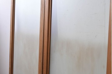 ヴィンテージ建具　昭和後期　上手物!!　大きなガラス面が開放的な大判ガラス戸2枚セット　(R-088101)