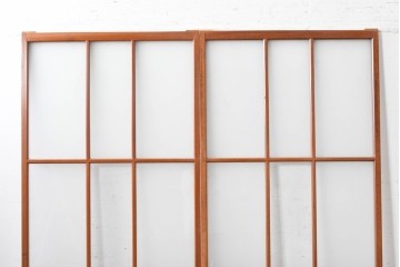 アンティーク建具　昭和初期　すっきりとした印象のガラス戸2枚セット　(R-088104)