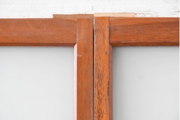 アンティーク建具　昭和初期　すっきりとした印象のガラス戸2枚セット　(R-088104)