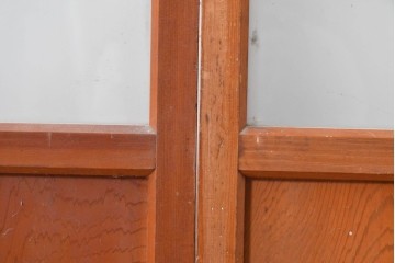 アンティーク建具　昭和初期　すっきりとした印象のガラス戸2枚セット　(R-088104)