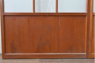 アンティーク建具　昭和初期　すっきりとした印象のガラス戸2枚セット　(R-088104)