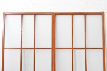 アンティーク建具　昭和初期　すっきりとした印象のガラス戸2枚セット　(R-088104)