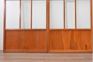 アンティーク建具　昭和初期　すっきりとした印象のガラス戸2枚セット　(R-088104)