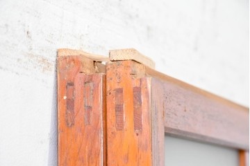 アンティーク建具　昭和初期　すっきりとした印象のガラス戸2枚セット　(R-088104)