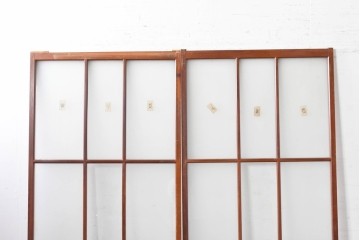 アンティーク建具　昭和初期　すっきりとした印象のガラス戸2枚セット　(R-088105)