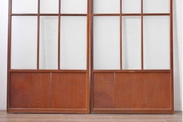 アンティーク建具　昭和初期　すっきりとした印象のガラス戸2枚セット　(R-088105)