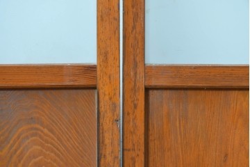 アンティーク建具　昭和初期　すっきりとした印象のガラス戸2枚セット　(R-088105)