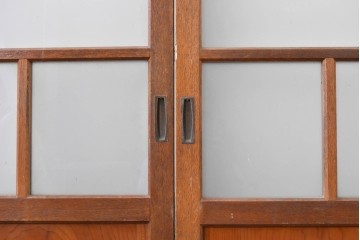ヴィンテージ建具　昭和中期　大正ロマンの意匠が映えるガラス戸2枚セット　(R-088108)