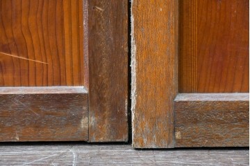 ヴィンテージ建具　昭和中期　大正ロマンの意匠が映えるガラス戸2枚セット　(R-088108)