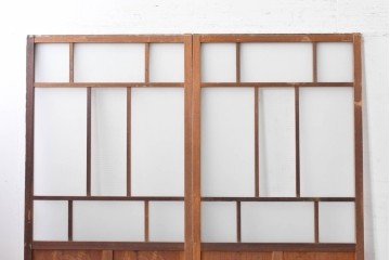 ヴィンテージ建具　昭和中期　大正ロマンの意匠が映えるガラス戸2枚セット　(R-088108)