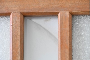 ヴィンテージ建具　昭和中期　温もりある木味が楽しめるガラス戸2枚セット　(R-088109)