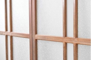ヴィンテージ建具　昭和中期　温もりある木味が楽しめるガラス戸2枚セット　(R-088109)