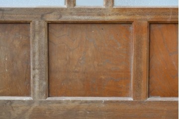 ヴィンテージ建具　昭和中期　温もりある木味が楽しめるガラス戸2枚セット　(R-088109)