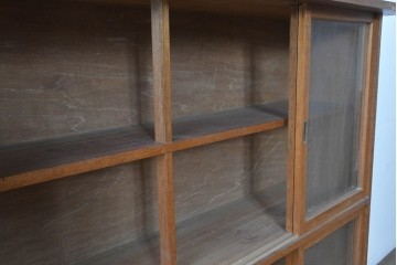 和製ヴィンテージ　木味豊かなシンプルデザインのガラス戸棚　(R-088124)