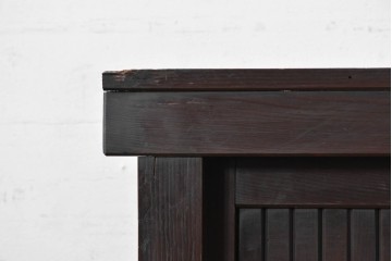 和製アンティーク　明治期　格子戸の意匠が趣深い四尺水屋箪笥サイドボード　(R-088126)