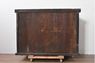 和製アンティーク　明治期　格子戸の意匠が趣深い四尺水屋箪笥サイドボード　(R-088126)