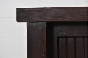 和製アンティーク　明治期　低めの構えに格子戸が映える四尺水屋箪笥サイドボード　(R-088127)