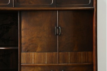 和製ヴィンテージ　前面(桑材)　梅にウグイスの彫刻と螺鈿細工が上品な茶箪笥　(R-088144)