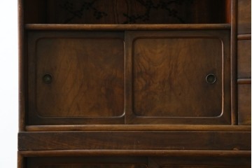 和製ヴィンテージ　前面(桑材)　梅にウグイスの彫刻と螺鈿細工が上品な茶箪笥　(R-088144)