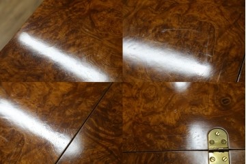中古　美品　イタリア高級家具　メデア(Medea)　美しい杢目を活かした象嵌細工が魅力的なライティングビューロー　定価約70万円　(R-088147)