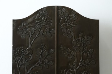 和製ヴィンテージ　軽井沢彫り　薔薇の彫刻が上品な三面鏡ドレッサー　(R-088153)