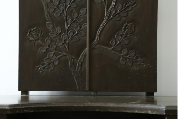 和製ヴィンテージ　軽井沢彫り　薔薇の彫刻が上品な三面鏡ドレッサー　(R-088153)